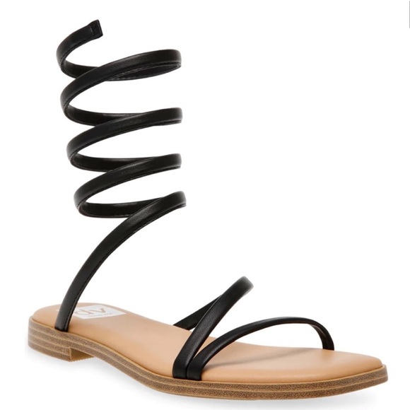 Dolce Vita Black Maralin Ankle Wrap Sandals - Picture 1 of 4